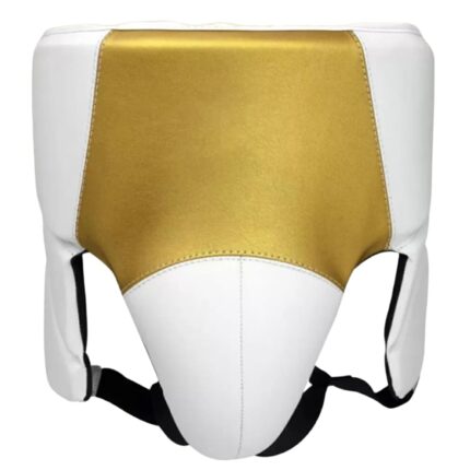 Custom White & Gold Pro Boxing Groin Guard