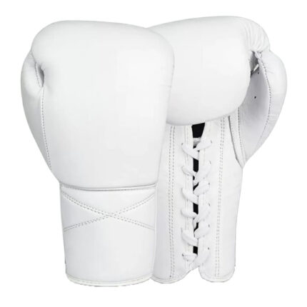 Custom White Lace-Up Boxing Gloves | Pro Fight & Training