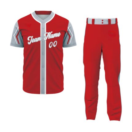 Custom Red Gray-White Authentic Baseball Uniform