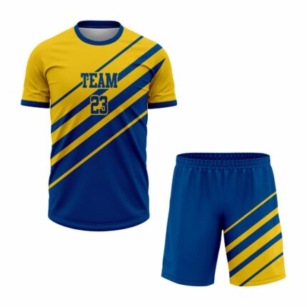 Custom yellow Blue Sublimation Soccer Uniform